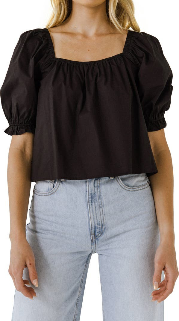 Puff Sleeve Cotton Top | Nordstrom