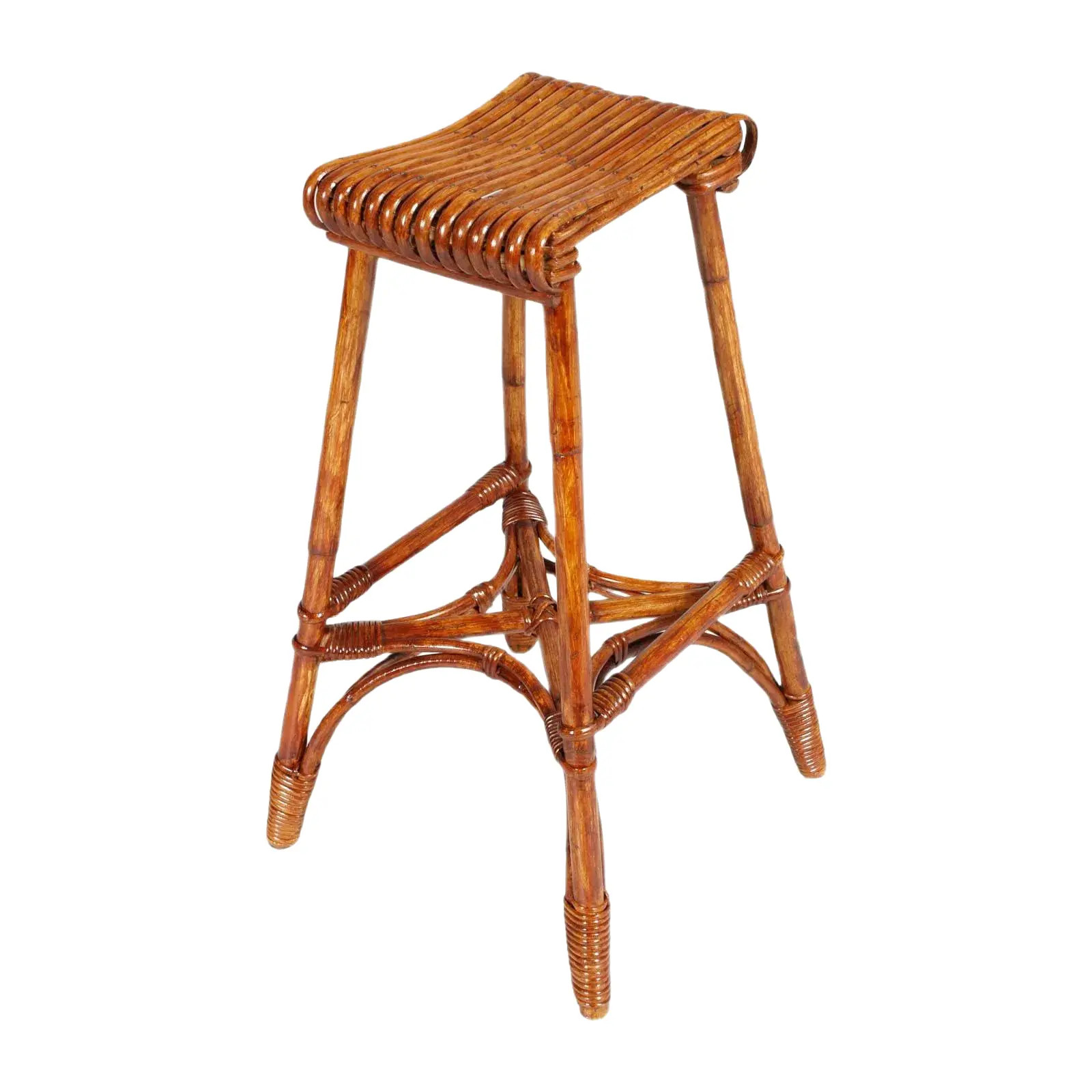 Mid-Century Modern Bamboo Stool | Chairish