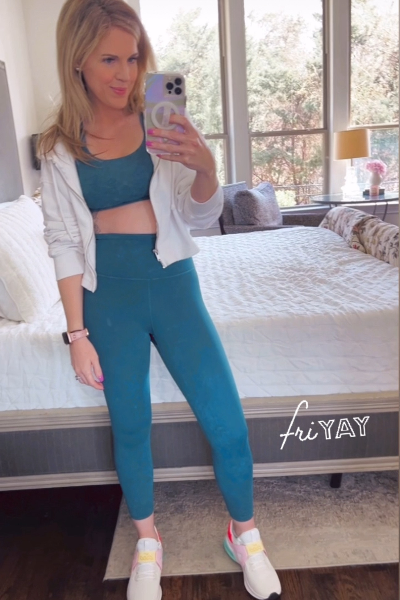 Athleta workout look 
Spring workout look 
Matching set 
Workout set 
Nike sneakers 
Nike air max Bella TR 5 
Aerie white jacket 

#LTKshoecrush #LTKfindsunder50 #LTKfitness