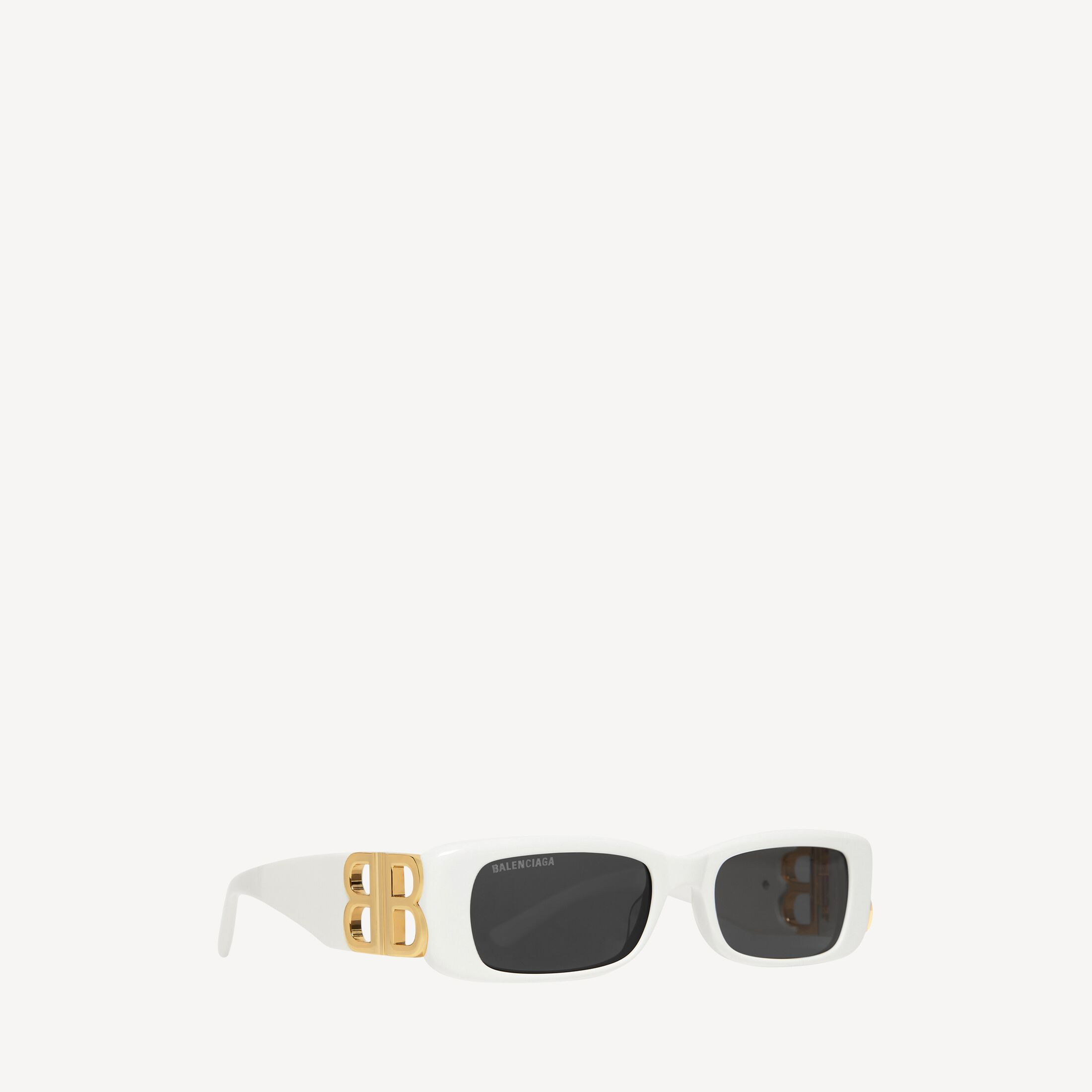 Women's Dynasty Rectangle Sunglasses in White | Balenciaga