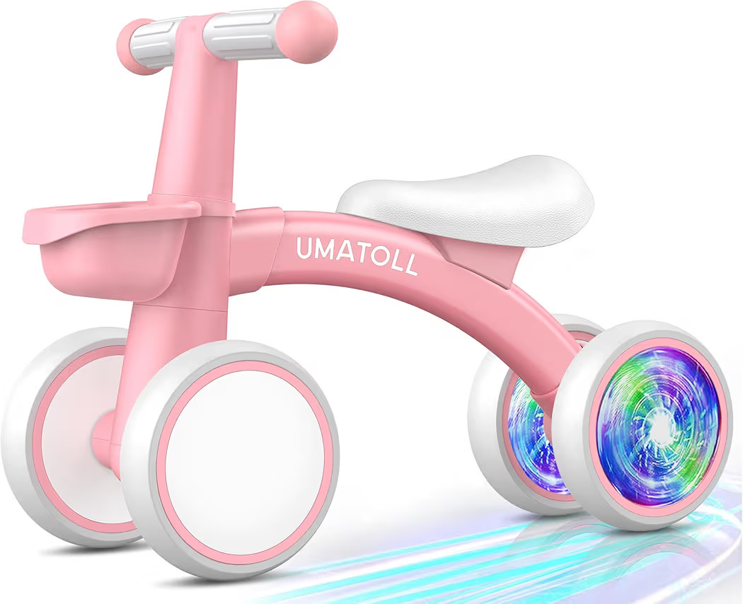 Umatoll Colorful Lighting Baby Balance Bike Toys for 1 Year Old Girl Gifts, Adjustable Seat, Firs... | Amazon (US)