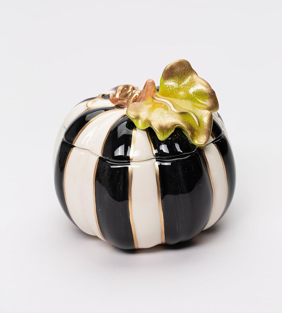 Fine Ceramic Black & White Pumpkin Cover Trinket Keepsake Box, 3-1/2" L | Amazon (US)