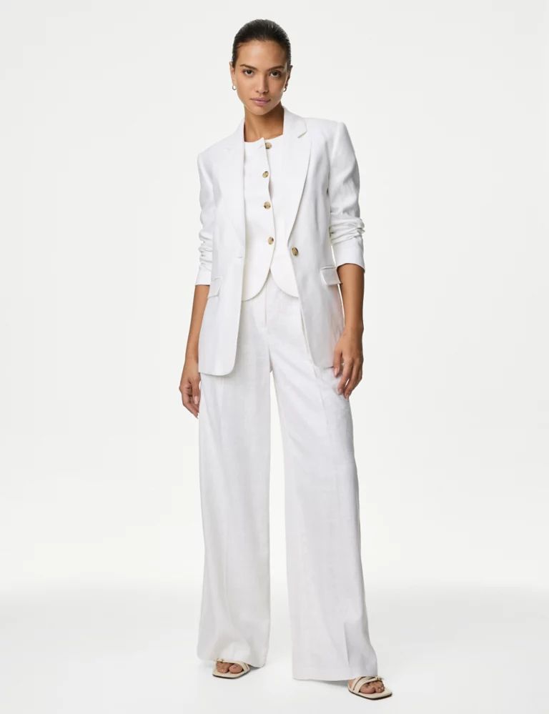 Linen Rich Pleated Wide Leg Trousers | Marks & Spencer (UK)