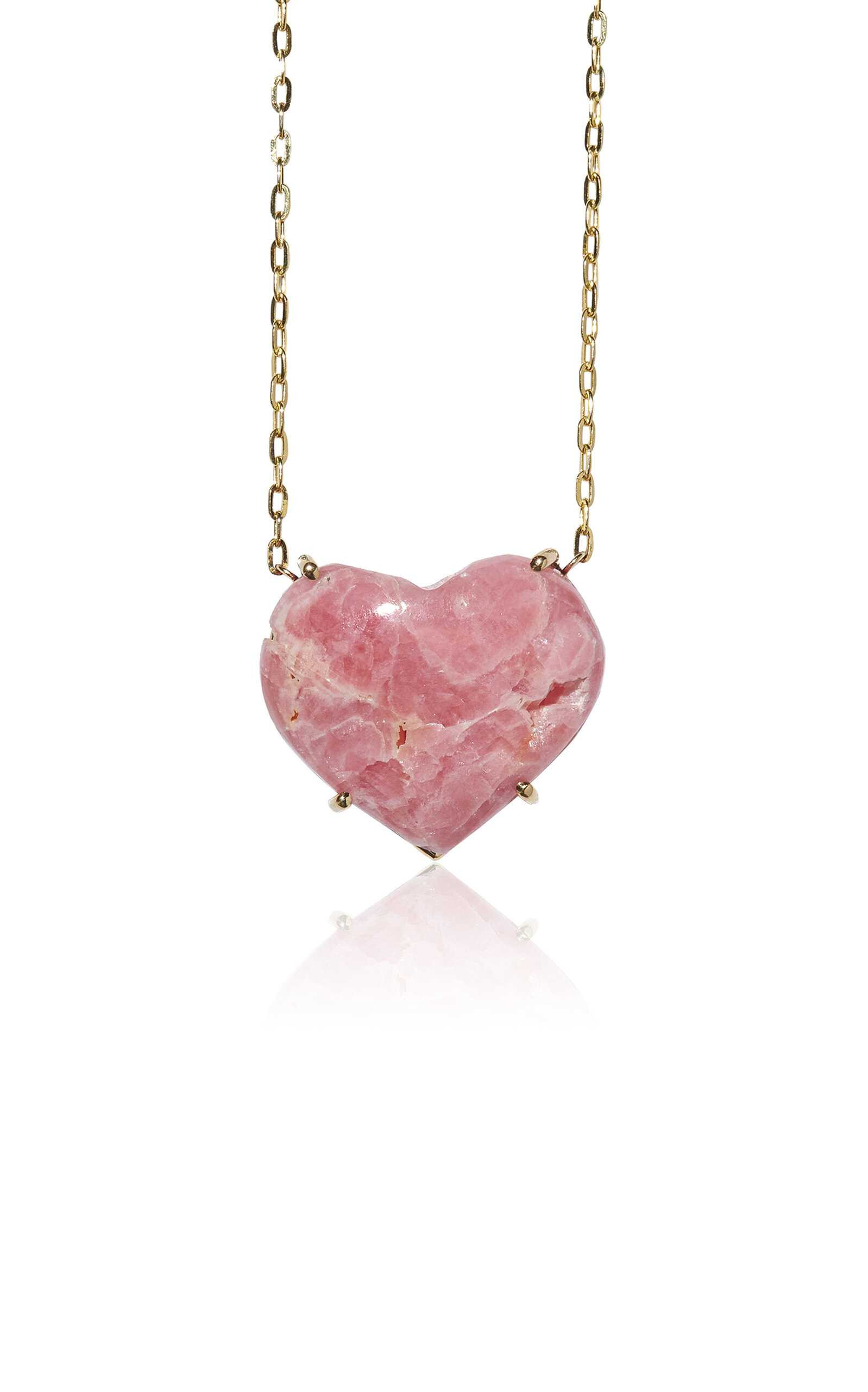 14k Gold Love Rhosochrosite Gold Bezel Necklace | Moda Operandi (Global)