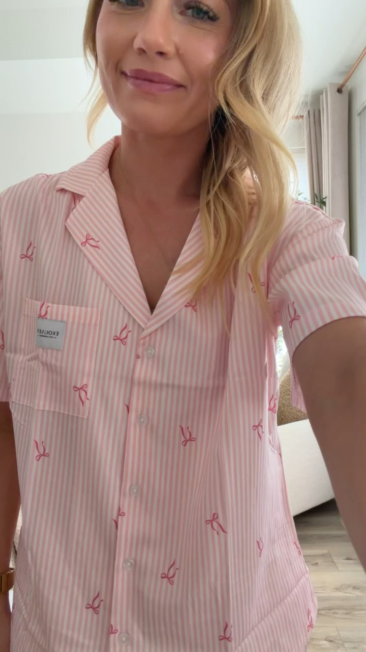 This pink striped pajama set with bows is absolutely precious! The stripes are classic and the bow details add such a sweet feminine touch. Love how coordinated sets make bedtime feel more luxurious. The pink color is so pretty and calming. Perfect for cozy nights and lazy weekend mornings!

#PinkStripedPajamas #BowDetails #TwoPiecePajamas #SweetPajamas #CozyStyle #FeminineSleepwear 

 #LTKMothersDay #LTKdayinmylife #LTKmomlife