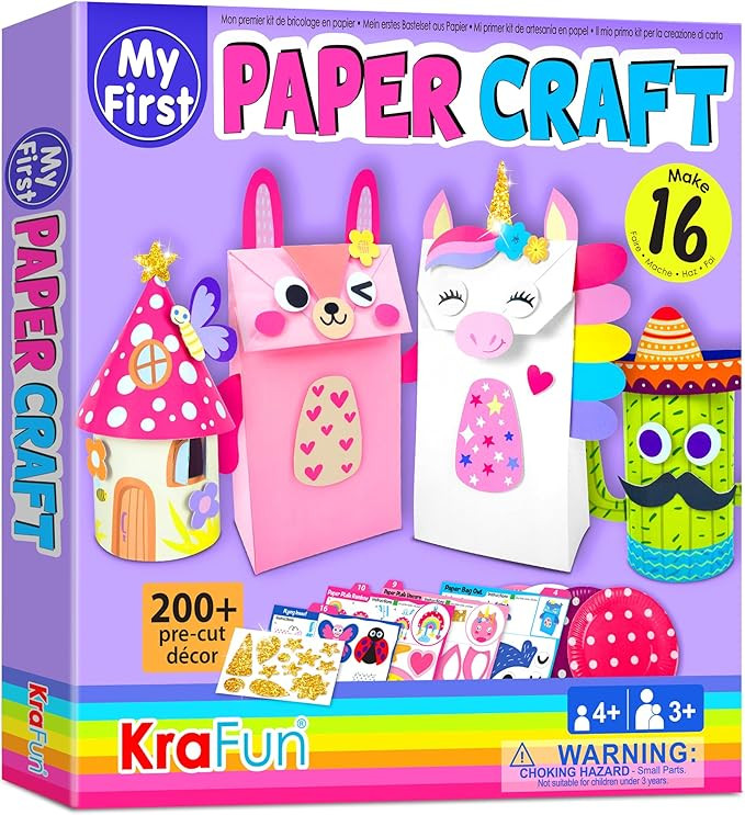 KRAFUN My First Unicorn Bunny Paper Craft Kit for Toddlers and Girls Age 3-8 Years Old, Include 1... | Amazon (US)