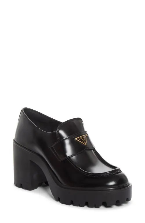Prada Lug Sole Loafer Pump in F0002 Nero at Nordstrom, Size 40.5 | Nordstrom