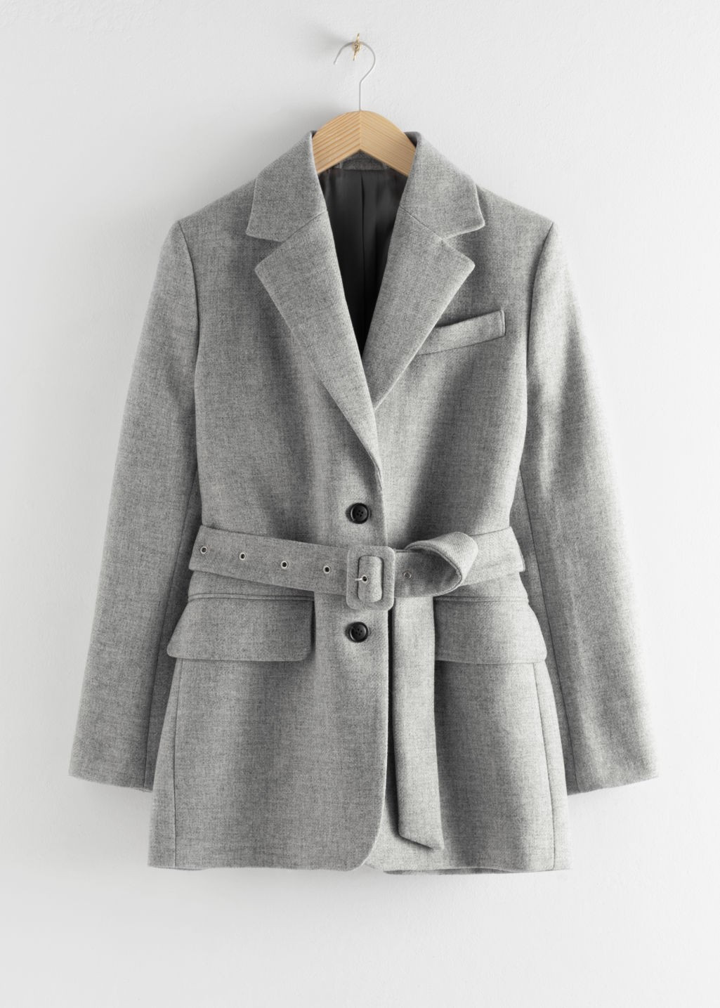 Square Buckle Belted Blazer - Grey | & Other Stories (EU + UK)