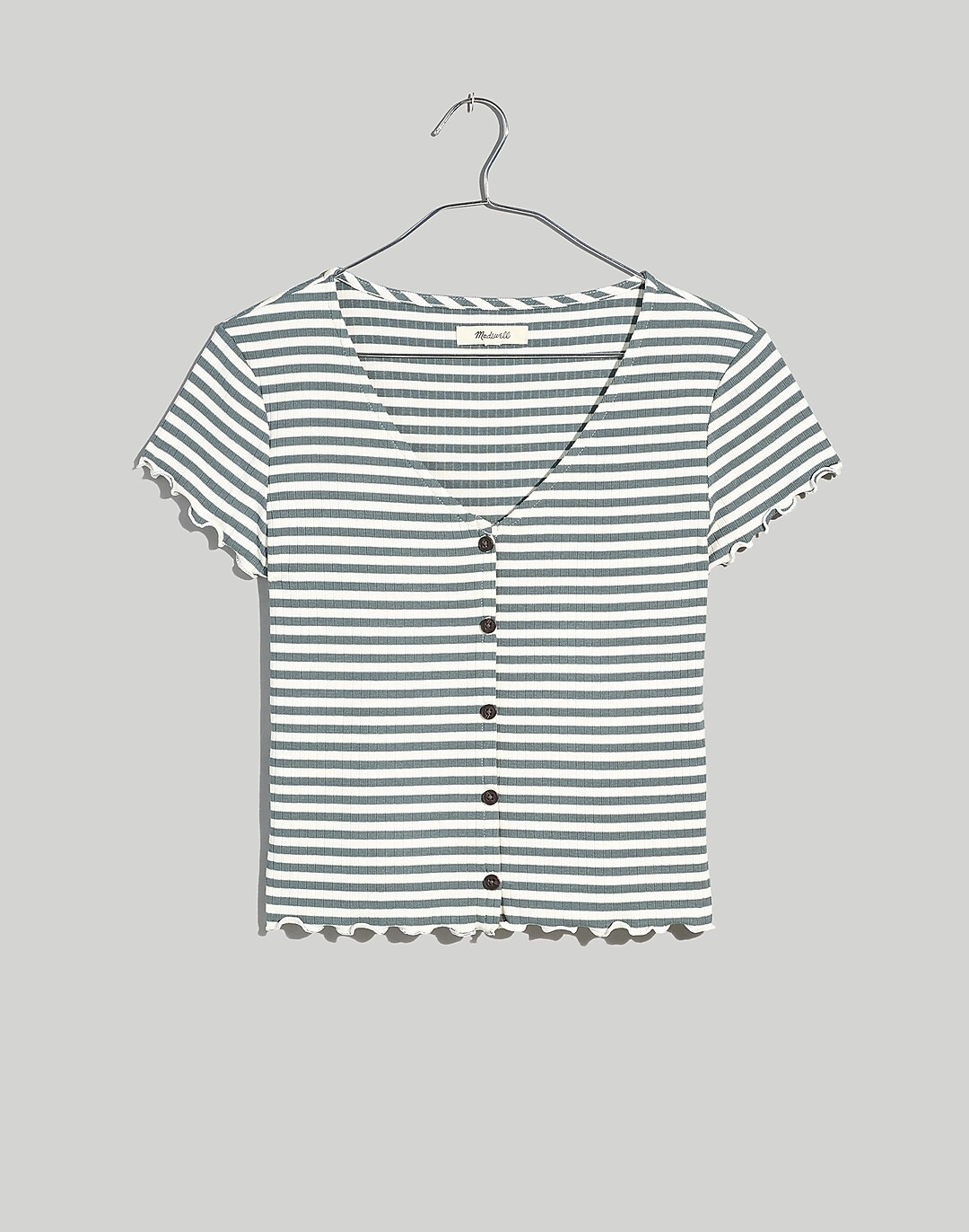 Button-Front V-Neck Tee in Stripe | Madewell