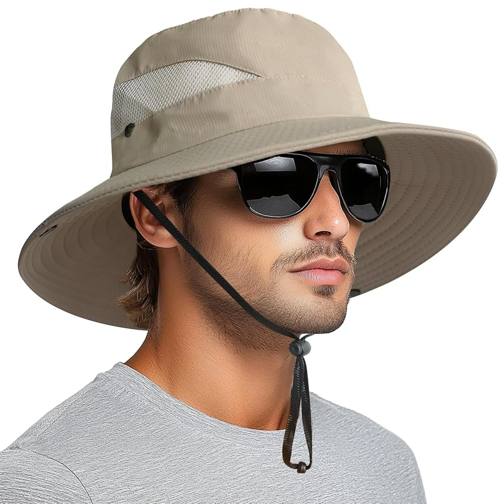 PFFY Sun Bucket Hats for Men Women 3” Wide Brim UPF 50+ Fishing & Beach Hat | Amazon (US)