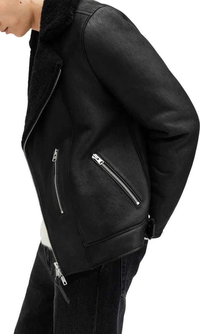Xena Shearling Lined Leather Biker Jacket | Nordstrom