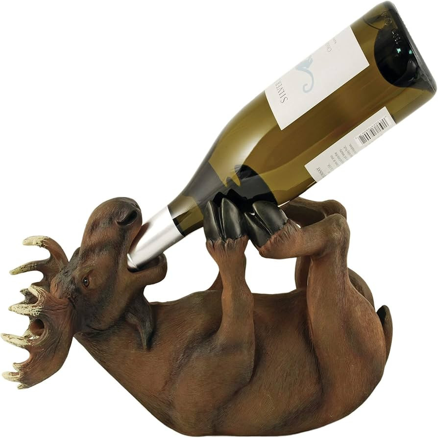 True Mischievous Moose Polyresin Wine Bottle Holder - Tabletop Wine Storage Rack, Gifts for Wine ... | Amazon (US)