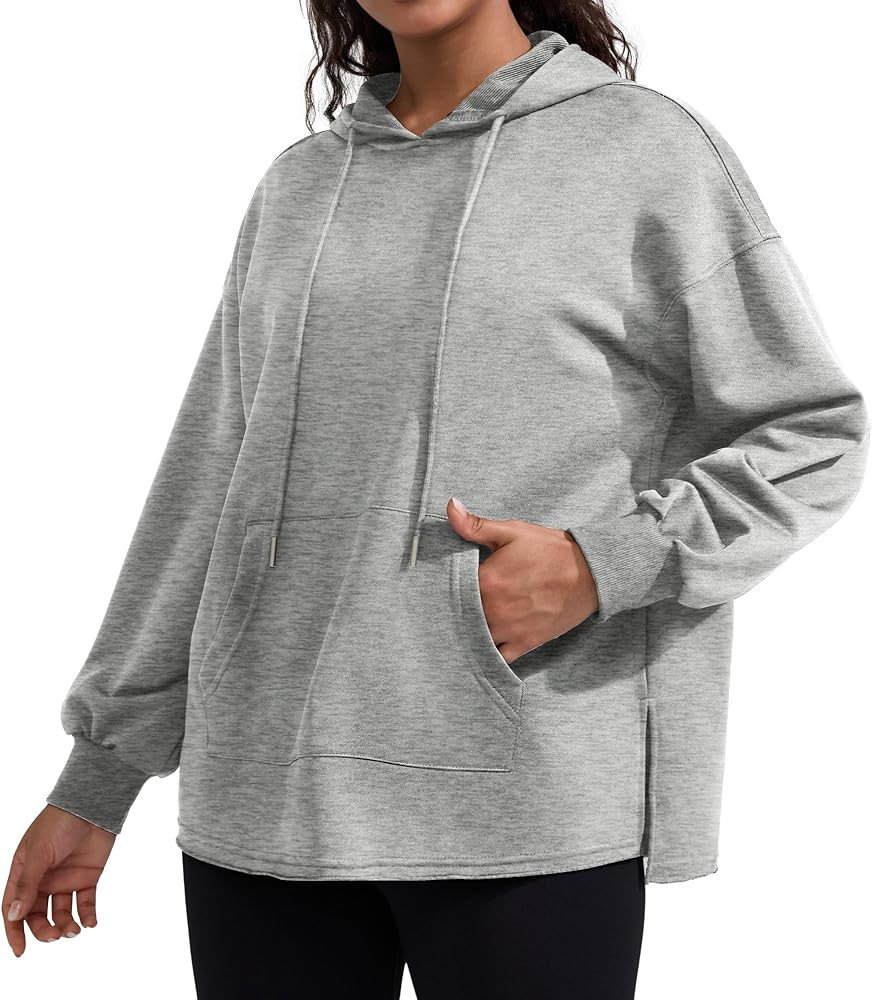Oversized Hoodies for Women Side Slit Athletic Sweatshirts Lightweight Tunic Pullover with Pocket... | Amazon (US)