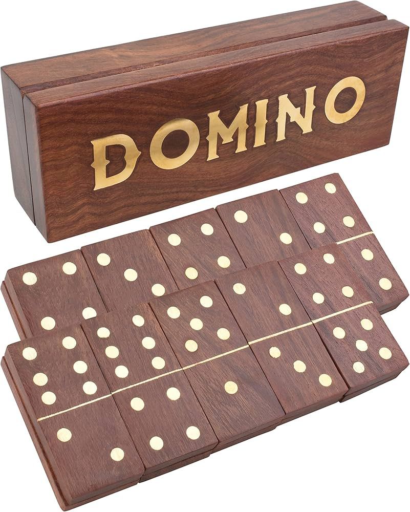 Queensell Dominoes Double 6 for Family Games - Wooden Dominoes Set for Adults for Classic Board G... | Amazon (US)