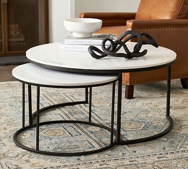Delaney Round Marble Nesting Coffee Tables | Pottery Barn (US)