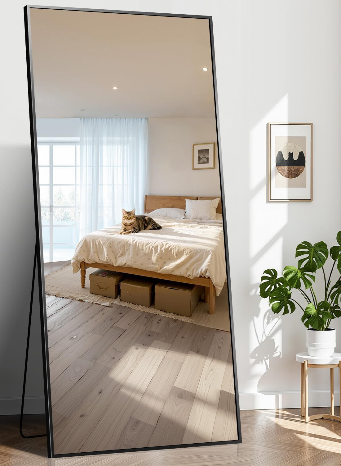 76"x34" Floor Mirror Full Length - Standing Mirror with Aluminum Alloy Frame, Large Body Mirror for Bedroom, Living Room, Wall Mounted or Leaning | Amazon (US)