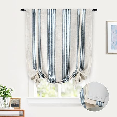 DriftAway Chris Double Layer Linen Blackout Tie Up Curtains Thermal Insulated Fully Lined Vertica... | Amazon (US)
