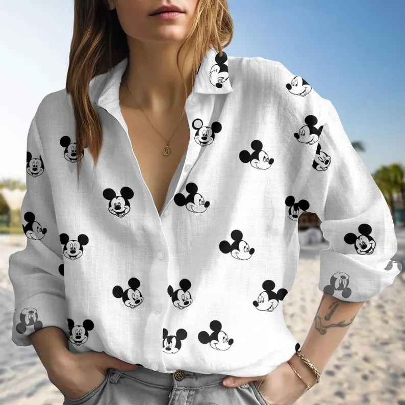Mickey Mouse Blouse Shirt, Disney Mouse Blouse Women Shirt, Cartoon Casual Shirt, Mickey Summer S... | Etsy (Global)