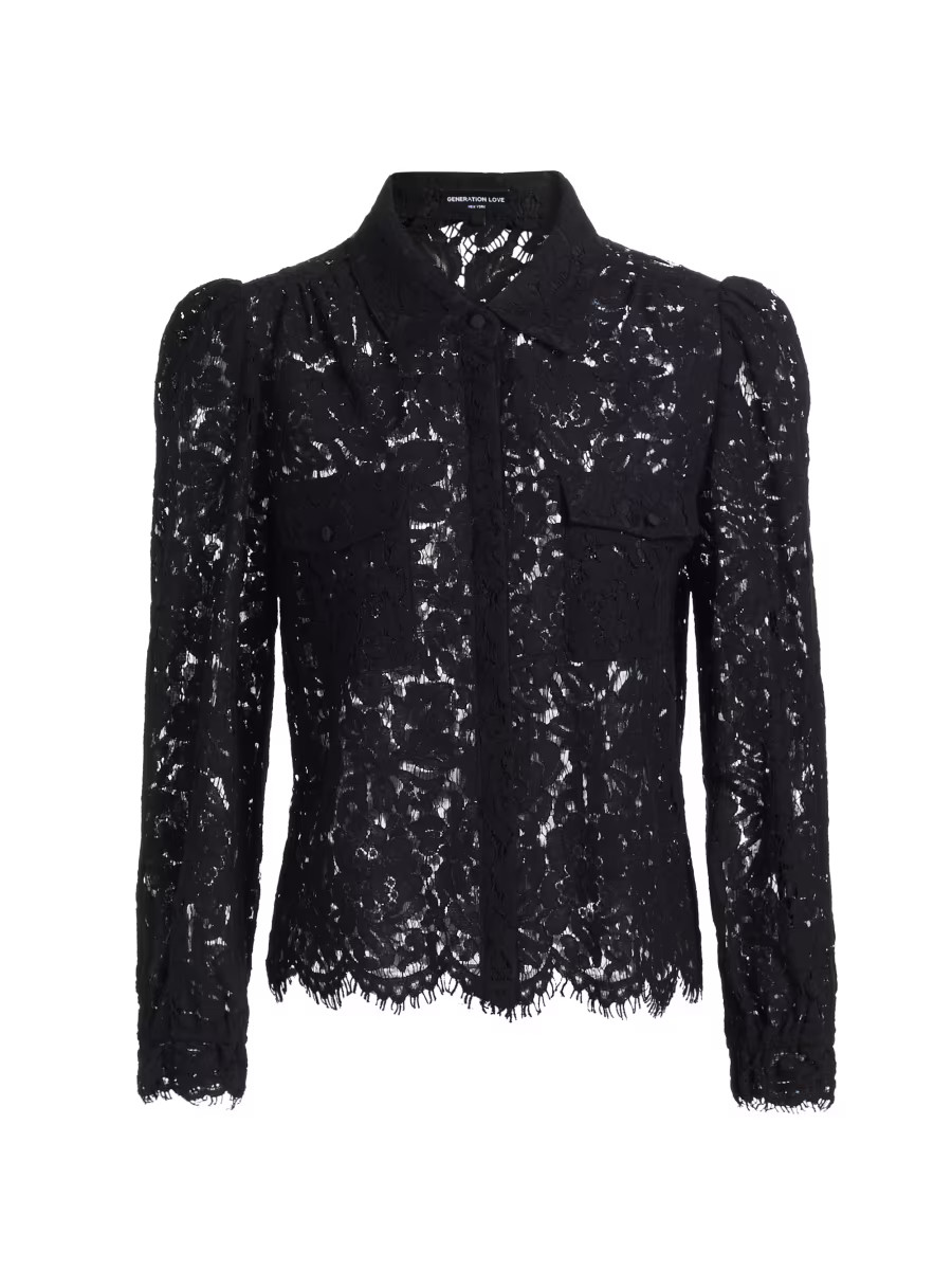 Floral Lace Button-Front Shirt | Saks Fifth Avenue