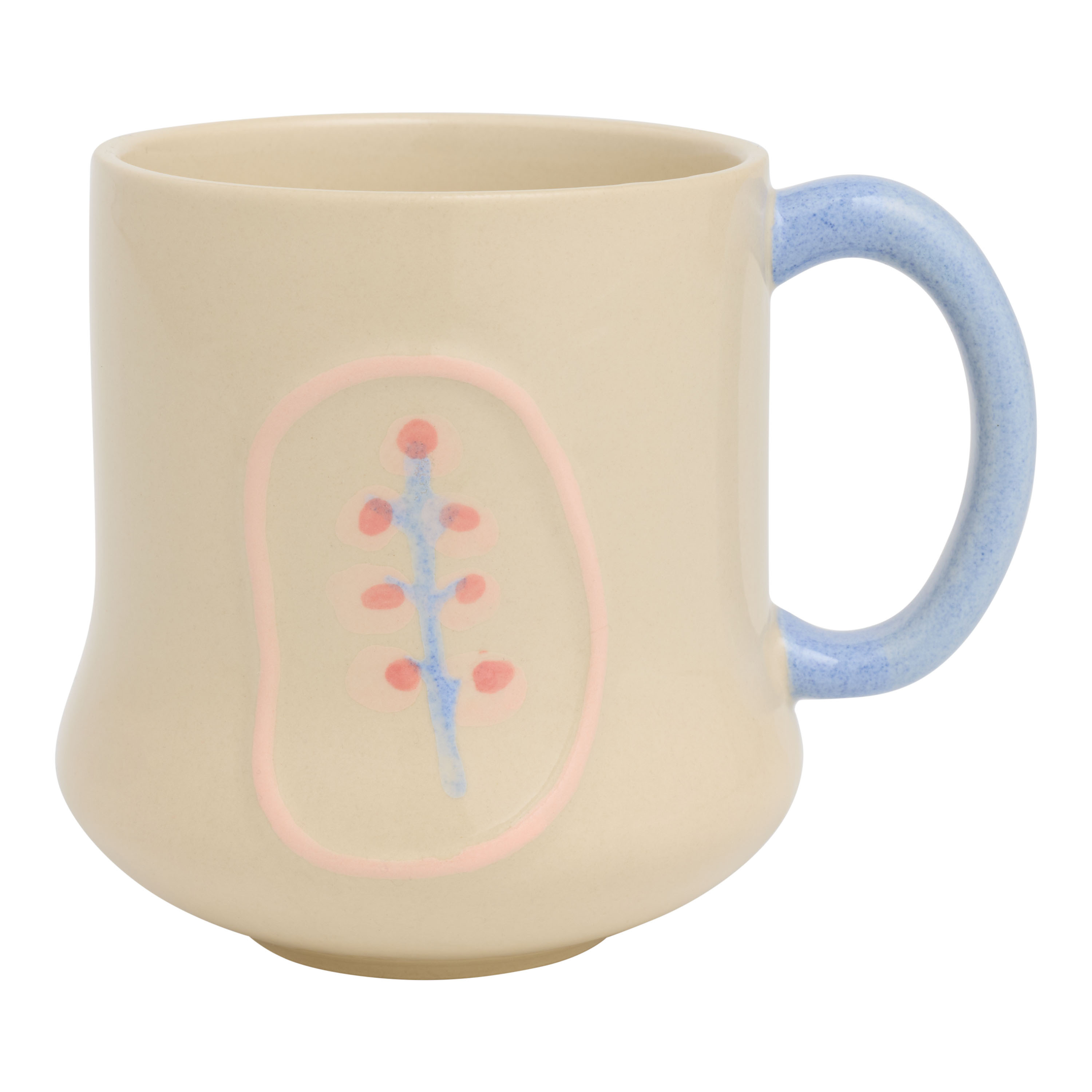 Pink and Blue Floral Frame Hand Stamped Ceramic Mug | World Market