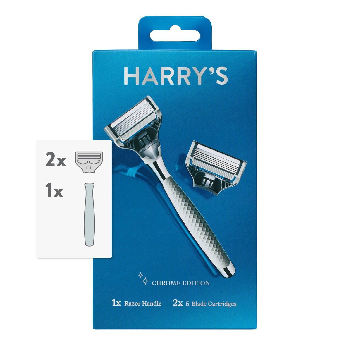 Harry's 5-Blade Men's Razor - 1 Razor Handle + 2 Razor Blade Refills - Chrome Edition Handle | Target