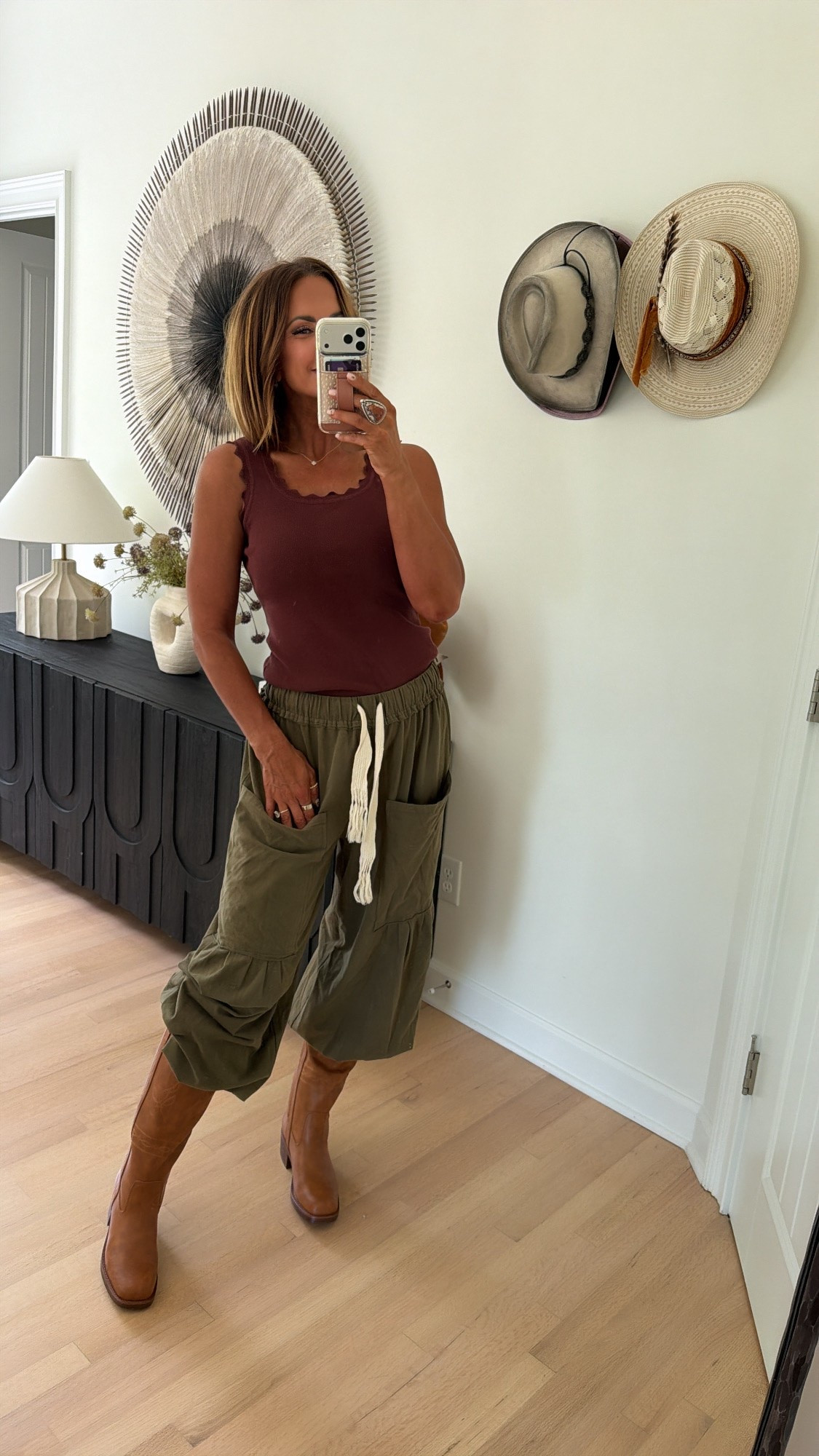 amazon fall boots, scalloped tank, and drawstring pants ♥️ code betsy works for electric picks

#LTKootd #LTKSeasonal #LTKSaleAlert