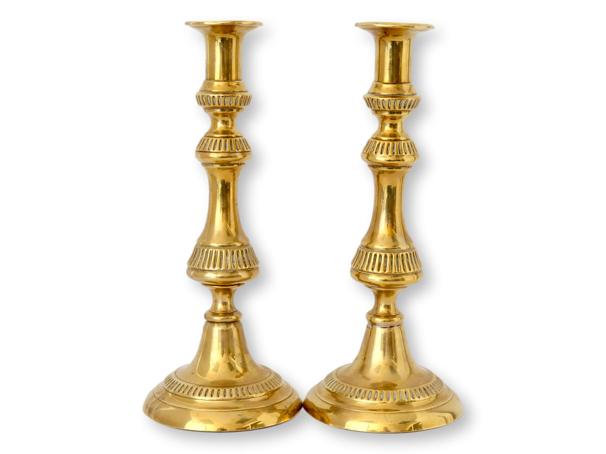 Antique English Brass Candlesticks - Pr | Candle Stand, Candle Holder - Ideal For Decoration, Lighting, Gifting | One Kings Lane