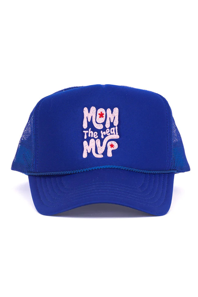 Mom The Real MVP Blue Trucker Hat | Pink Lily