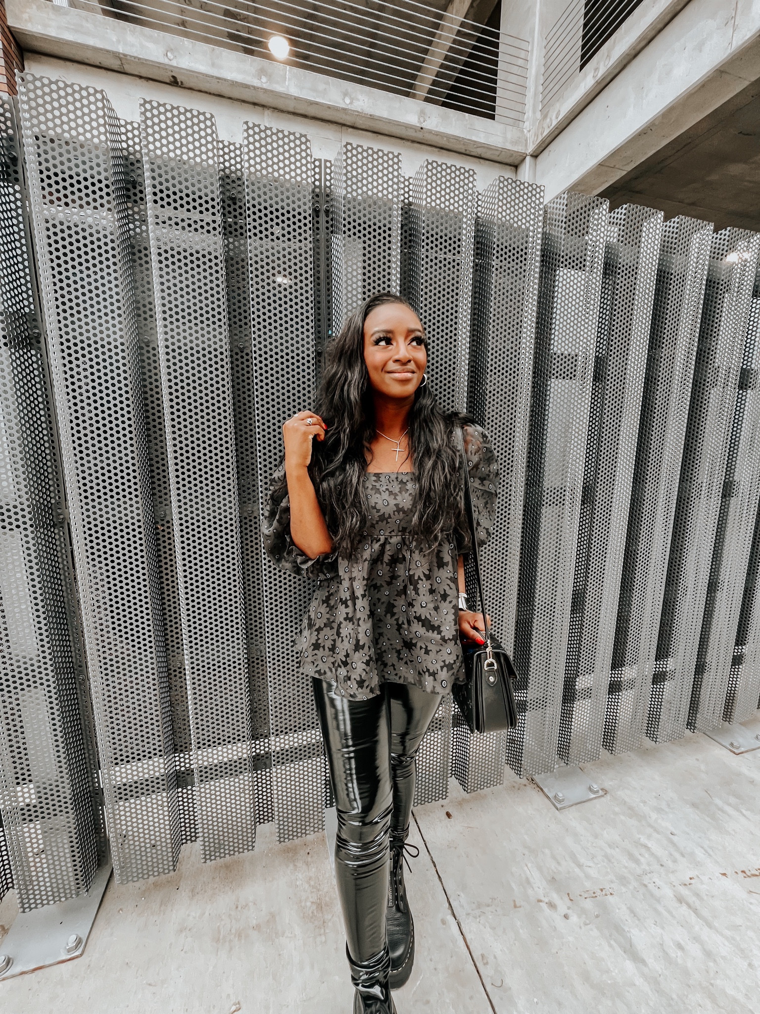 Puff sleeve top, spanx patent leather leggings and Dr. Martens Sinclair platform boots

#LTKstyletip #LTKHoliday #LTKshoecrush