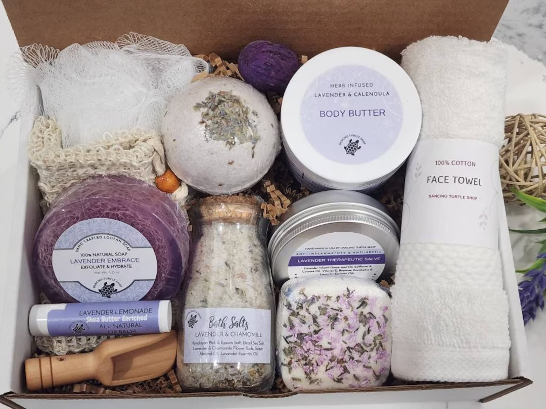 Personalized Lavender Spa Gift Box | Organic Handmade Self Care Basket, Calming & Refreshing Gift... | Etsy (US)
