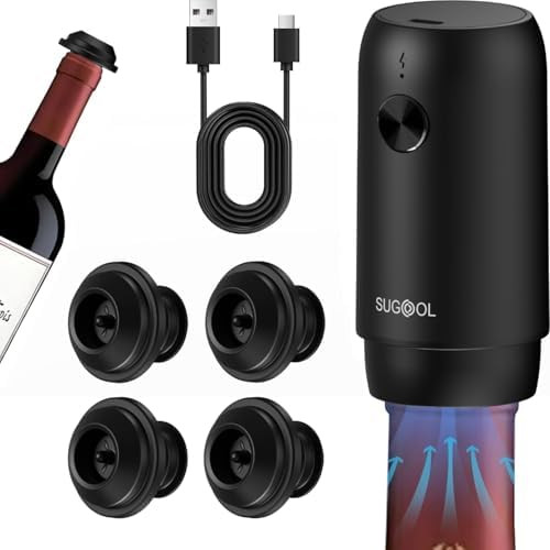 Electric Wine Saver & Preserver Pump with Vacuum Wine Bottle Stopper, Rechargeable, 4 Reusable Wi... | Amazon (US)