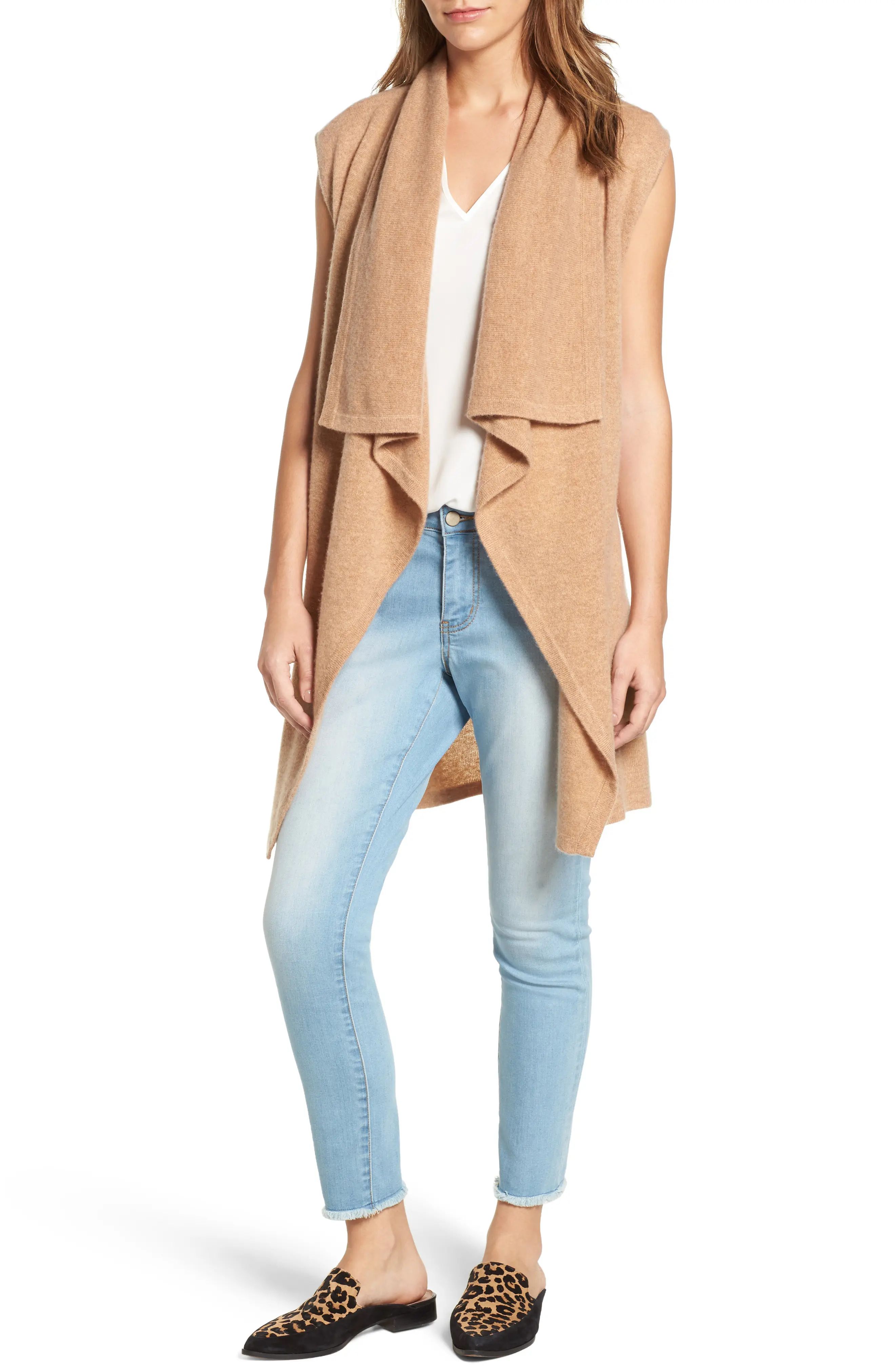 Waterfall Drape Front Cashmere Vest | Nordstrom