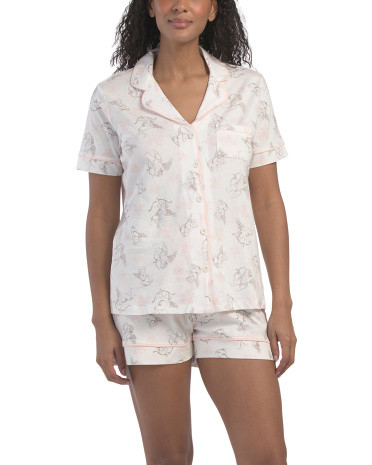 2pc Organic Cotton Cherib Heart Shorts Pajama Set | TJ Maxx