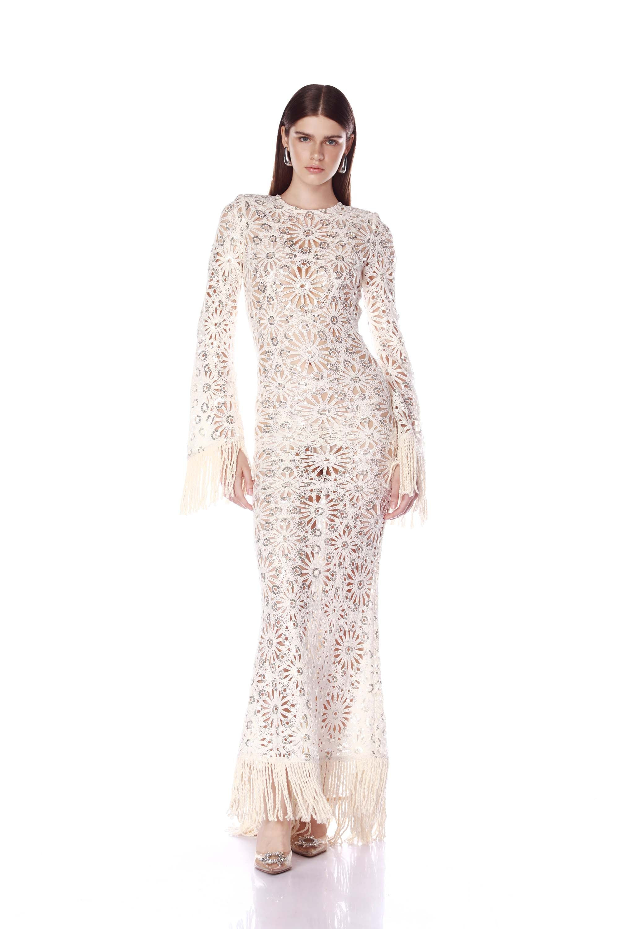 Mia Crochet Long Sleeve Maxi Dress | Bronx and Banco