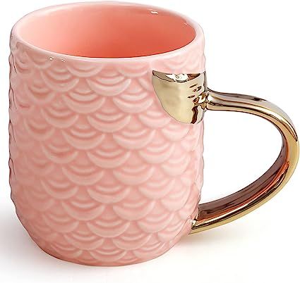 VANUODA Mermaid Coffee Mug, Ceramic Cup with Tail Handle, Presents for Women Mom Grandma Girls Wi... | Amazon (US)