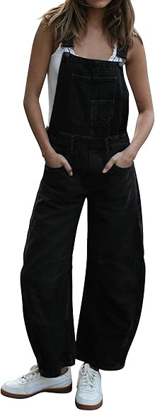 Qazel Vorrlon Denim Overalls for Women Barrel Wide Leg Bib Baggy Jeans Adjustable Denim Romper St... | Amazon (US)