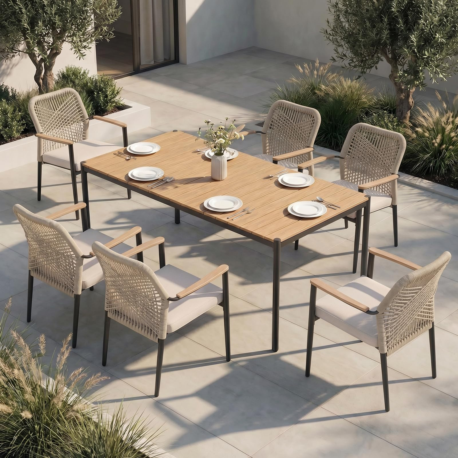 SUNSITT 7 Piece Outdoor Patio Dining Set, Patio Dining Furniture Set with 70” Metal Dining Tabl... | Amazon (US)