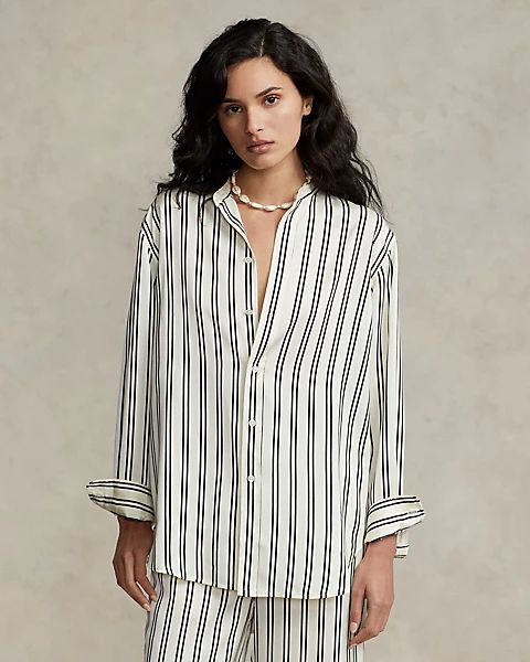Oversize Fit Striped Satin Shirt | Ralph Lauren (UK)