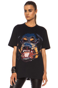 GIVENCHY Sequin Rottweiler Cotton Tee in Black,Metallics | FWRD 
