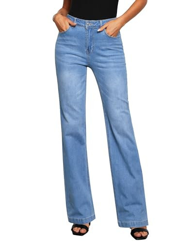 GRAPENT Plus Size Wide Leg Pants Plus Size Womens Jeans Plus Size Jeans for Women High Waisted Plus Size Stretch Jeans Wide Leg Jeans for Women Plus Size Color Long Indigo Medium Blue XX-Large Size 22 | Amazon (US)