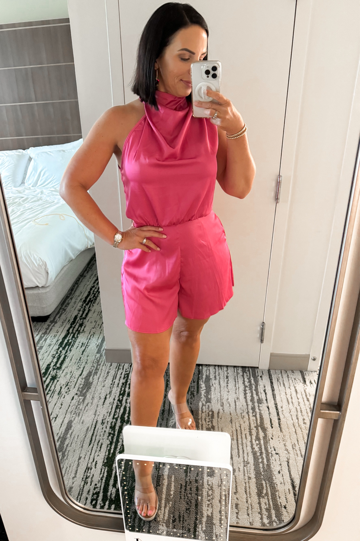 Dress this high neck silk romper up or down for your next event. Wearing a medium  

#LTKFindsUnder50 #LTKStyleTip #LTKWorkwear