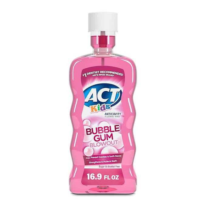 ACT Kids Anticavity Fluoride Mouthwash, Sugar & Alcohol Free Mouth Rinse Strengthens Teeth, Bubbl... | Amazon (US)