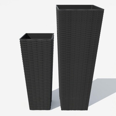 24" & 32" Tall Outdoor Planters (Set of 2) ¨C Black Decorative Pots for Porch, Patio & Garden | Target