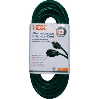HDX 50 ft. 16/3 Indoor/Outdoor Landscape Extension Cord, Green HD#809-543 - The Home Depot | The Home Depot