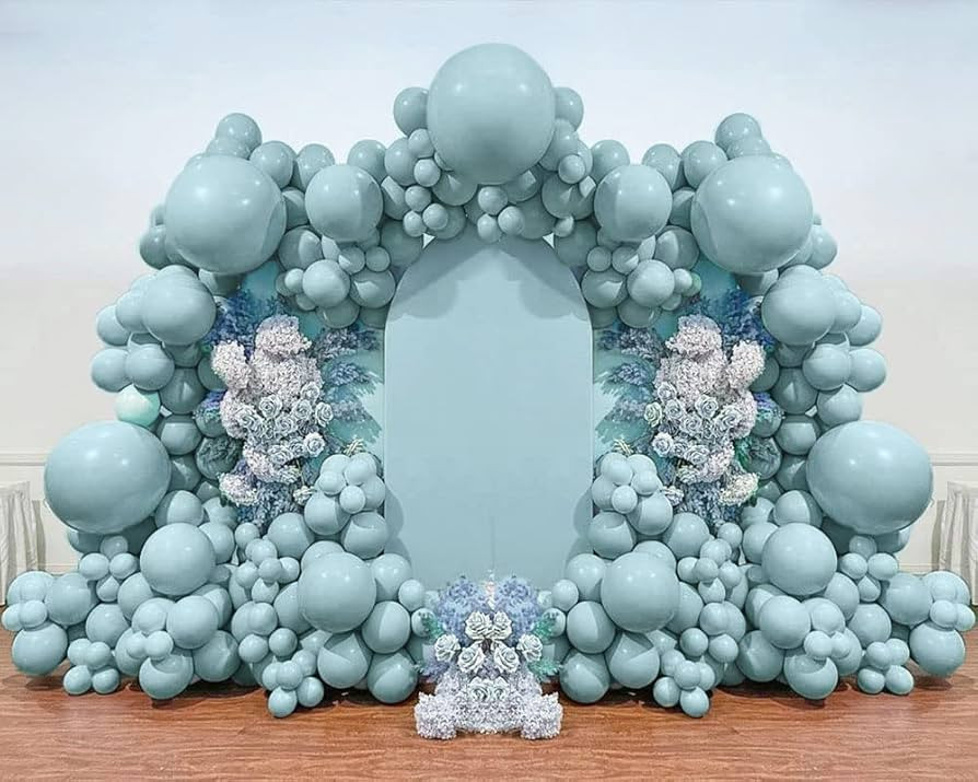 Dusty Blue Balloon Garland - Double Stuffed Slate Blue Balloon Different Sizes 18in 12in 5in Past... | Amazon (US)