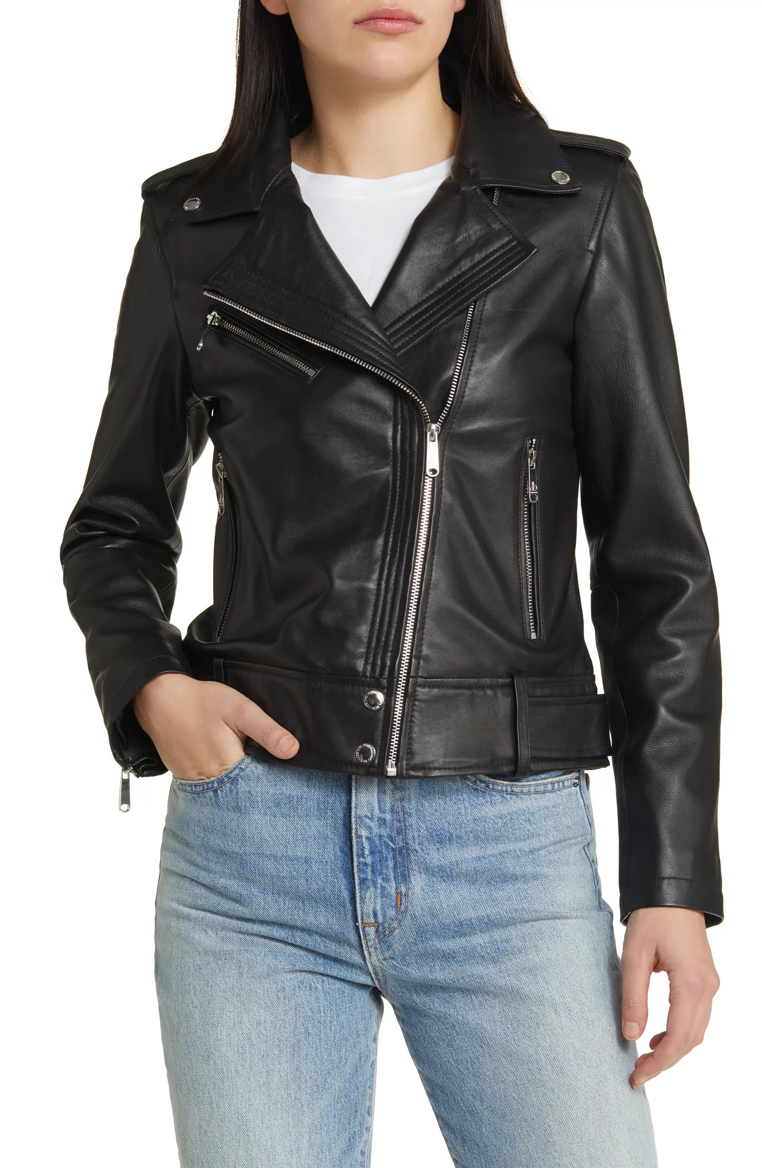 Sam Edelman Lambskin Leather Moto Jacket | Nordstrom | Nordstrom