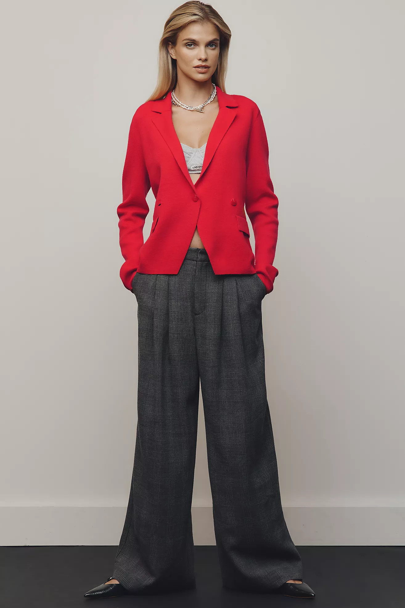 The Avery Houndstooth Pleated Wide-Leg Trousers by Maeve | Anthropologie (US)