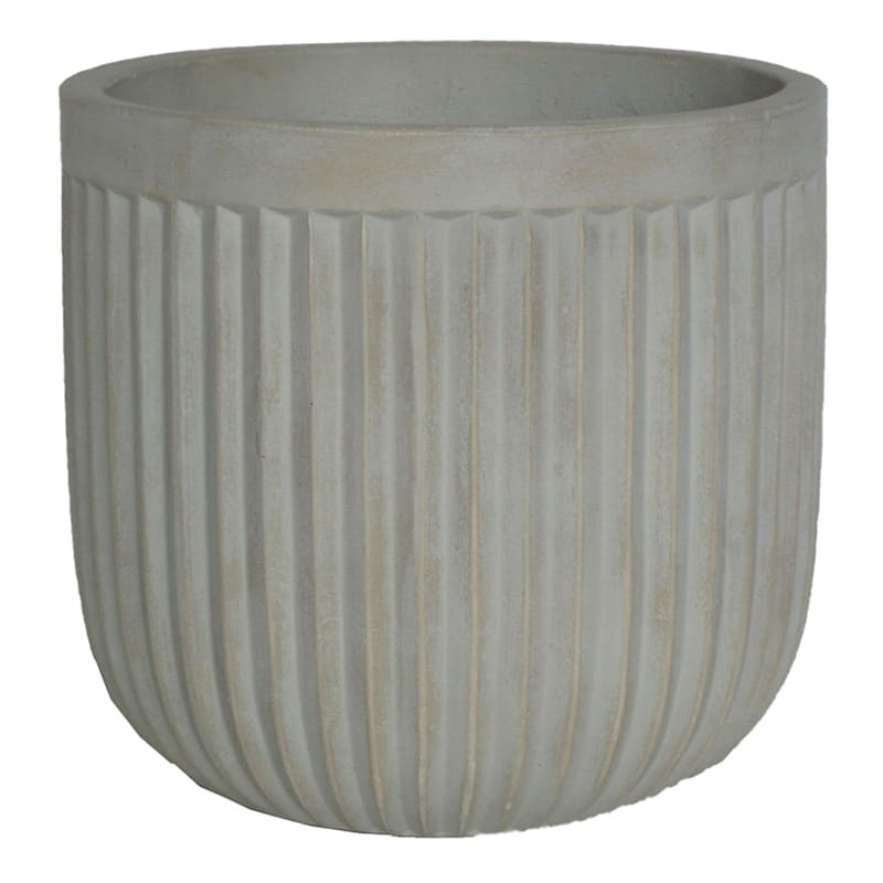 Fluted Cement Pot, Medium | At Home