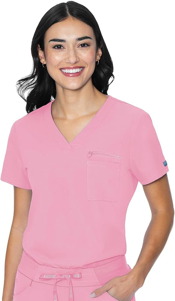 Med Couture V-Neck Chest Pocket Top, Modern Classic Fit, Moisture Wicking, Ultra Soft with 360° ... | Amazon (US)