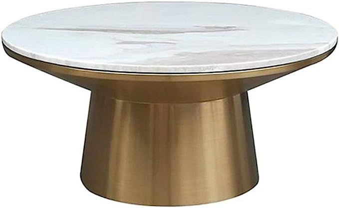 Round Side Table Modern Simple Marble One-Piece End Table Iron Art Small Apartment Tea Table 80cm... | Amazon (US)